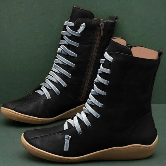 YOUSNH Mid-Calf Boots Ankle Boots for Women Chunky Women's Shorts Boots Leopard Retro Shoes Ankle Boots Womens Boots Black 6.5