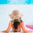 thumbnail image 5 of Sombrero de mujer con circunferencia de 56-58 cm, sombrero de verano con protección solar, sombrero de playa, sombrilla, sombrero de paja, sombrero de encaje de perlas y conjunto de bolso de paja, 5 of 5