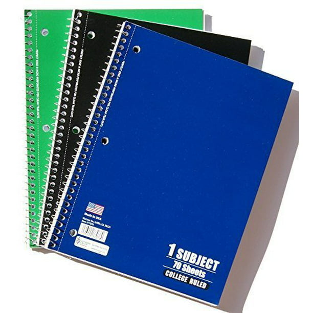 Spiral Bound College Ruled School Notebook - Pack 3 - Vary -