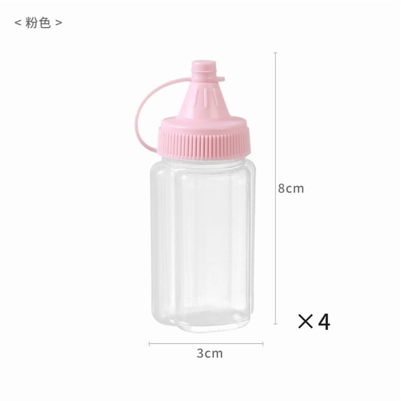 4pcs Mini Plastic Condiment Bottles,Empty Squeezable Squirt Jars for Ketchup,Salad Dressing,Syrup,Food-Grade BPA-Free Portable Sauce Containers for Home Kitchen,Picnic,On-the-Go-Pink