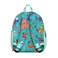 thumbnail image 3 of Colorful Tropical Sea Life Student Backpack - Waterproof Lightweight School Bag with Cute Cartoon Crab and Marine Ocean Beach Pattern, Comfortable Dual Straps, 3 of 6