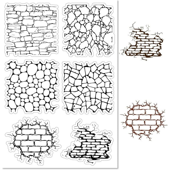 Brick Wall Background Clear Rubber Stamps Reusable Vintage Retro Silicone Transparent Seals Stamp for Journaling Card Making Friends DIY Scrapbooking Photo Frame Album Decor 6.3 x 4.3inch DIY