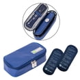 thumbnail image 1 of Estuche de viaje enfriador de insulina Bolsa de insulina impermeable para suministro de viales, paquete de medicamentos y suministros Estuche aislado en frío con 2 paquetes Azul Yinane enfriador de viaje, 1 of 8