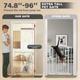 thumbnail image 3 of Slsy 75 Inch Extra Tall Cat Pet Gate, Adjustable 33.4"-35.8" Wide, No Drilling Pressure Mounted, Walk Through Swing Safety Gate for Pets, Double Door for Doorways, Stairs, Kitchen, House, 3 of 9