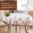 thumbnail image 4 of Spring Reddish Brown Eucalyptus Round Tablecloth, Fitted Table Cover with Elastic for 45"-54" Round Tables, Botanical Leaf Country Table Cloth Outdoor Indoor Dinning Party Waterproof Tablecloths, 4 of 7