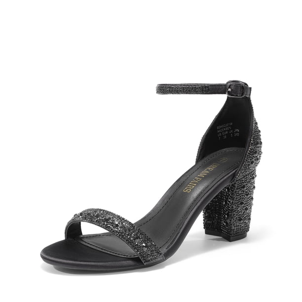 Sandalias DREAM PAIRS con Tacón Bajo Grueso y Pedrería