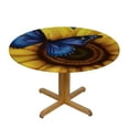 thumbnail image 3 of JEUXUS Sunflower Butterfly Round Tablecloth with Elastic Edge Fitted Table Cover Waterproof Table Cloths Indoor Outdoor Modern Tables Decoration for Dining Table,Picnic,Party, 3 of 7