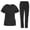 01-Black, variant on Women Scrubs Sets Stretch Tops with Pockets & Cargo Pants Jogger Nurse Work Uniform Quick Drying