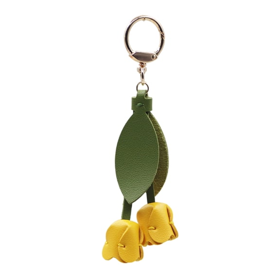 Detachable Charm Keyring PU Leather Alloy Floral Bag Accessory For Women Men