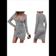 thumbnail image 3 of Vestido Informal de Verano y Otoño para Mujer, con Mangas Largas, Estampado Floral, Cuello en V, Cintura Alta, Volantes, Corte A, Suelto y Escalonado. y Negro M, 3 of 7