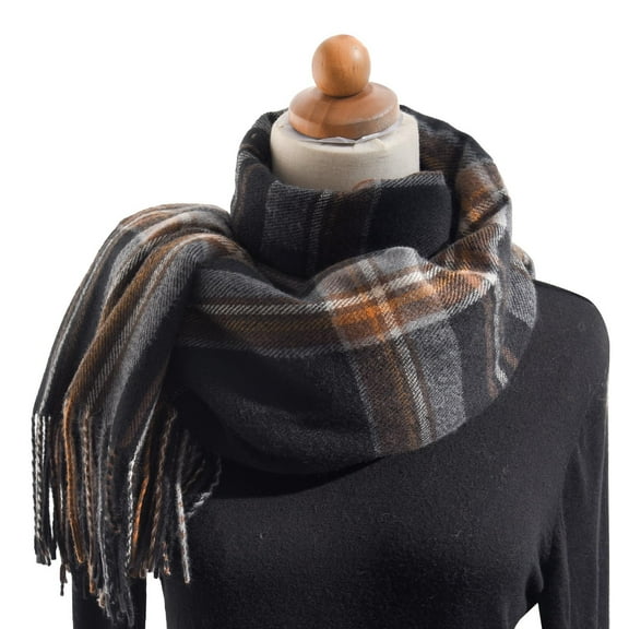 HOWPAY Womens Scarf Lightweight Plaid Long Soft Thick Scarves with Fringe Warm Oversized Blanket Cold Weather Causal Cozy Fall Winter Shawl Wraps
