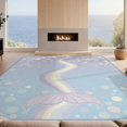 thumbnail image 2 of Design&I 8'x10' Washable Area Rug Sleek Flatweave Pet Friendly Mermaid Aesthetic Motif Pastel Bubble Kawaii Scale Purple Flowing Dynamic for King Size Bedroom, Under Bed, 2 of 7