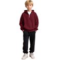 thumbnail image 5 of Boys Waffle Knit Quarter Zip Hoodie, Long‑Sleeve Half‑Zipper Pullover Top With Kangaroo Pocket, Soft Textured Loose‑Fit Hooded Sweatshirt, 5 of 6
