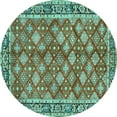thumbnail image 1 of Ahgly Company Machine Washable Indoor Round Persian Turquoise Blue Traditional Area Rugs, 5' Round, 1 of 4