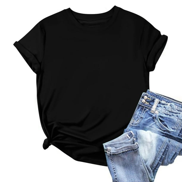 mfyjkho Tops Bohemios Para Mujer, Suéter Casual De Manga Corta De Color Liso Para Mujer De Moda Tops Para Hacer Ejercicio S
