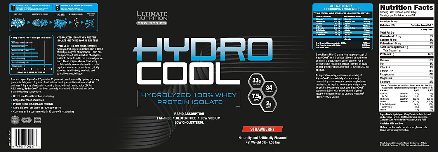 Buy Ultimate Nutrition HydroCool Hydrolyzed Whey Protein Isolate Powder