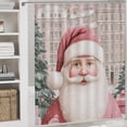 thumbnail image 5 of Pink Santa Claus Shower Curtain Sets with Rugs 4 Piece Bathroom Decor Set with Non-Slip Rugs Toilet Lid Cover And Bath Mat Santa Claus Decorative Waterproof Shower Curtain for Bathroom Decor Set, 5 of 8