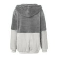 thumbnail image 4 of UAMVSH Women Fuzzy Fleece Hoodie Plus Size Trendy Color Block Warm Hooded Pullover Half Zip up Long Sleeve Sweatshirts with Drawstring(Medium,Gray), 4 of 6