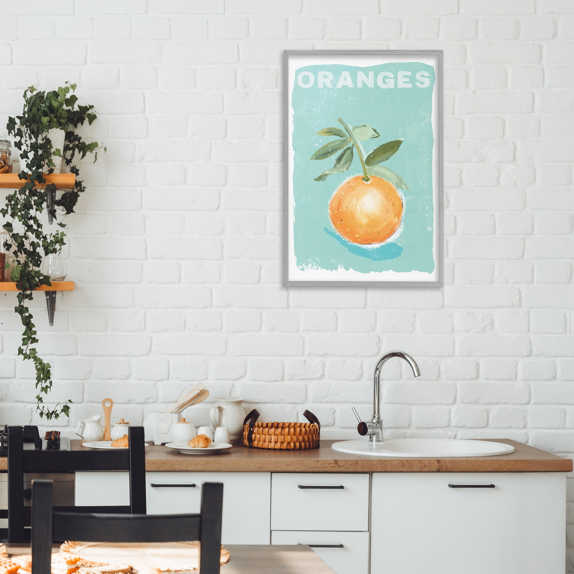 Stupell Industries Orange Twist Motif Gray Framed Giclee Art, design by Chad Barrett