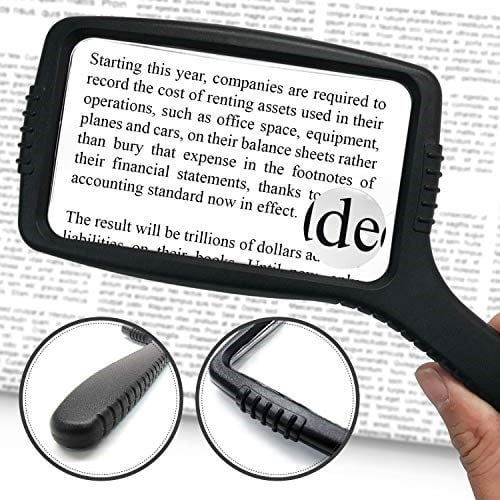 magnipros jumbo size magnifying glass wide horizontal lens(3x with 5x