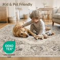 thumbnail image 4 of ODIKA 9'x12' Washable Area Rug Low Pile, Flatwoven, Beige Vintage Farmhouse Distressed Geometric Border Boho Large Flowing Dynamic for Great Room, Indoor Concept, Living, 4 of 7