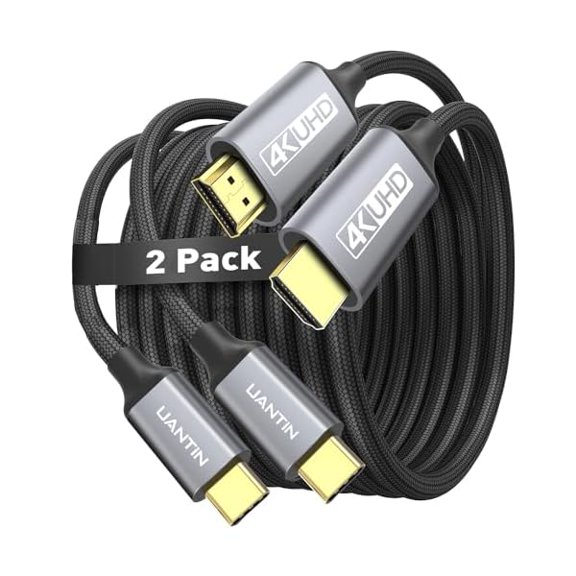 wonima88 2 Pack USB C to HDMI Cable 10Ft | 4K High-Speed USB 3.1 Type-C to HDMI Cord [Thunderbolt 3/4 Compatible] with MacBook Pro/Air,Galaxy S8 to S23,iPhone 15 Series,iPad Pro, iMac, Surface