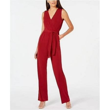 NY Collection - Surplice Belted Wide-Leg Jumpsuit - Petite - P/S