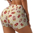 thumbnail image 2 of Kdxio Cartoon Popcorn Print Workout Shorts for Women Seamless Soft Smooth Gym Yoga Scrunch Active Shorts, 2 of 9