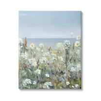 Stupell Industries Pleasant Summer Flower Field Distant Beach Shore Painting Gallery Wrapped Canvas Print Wall Art, Design by Sally Swatland