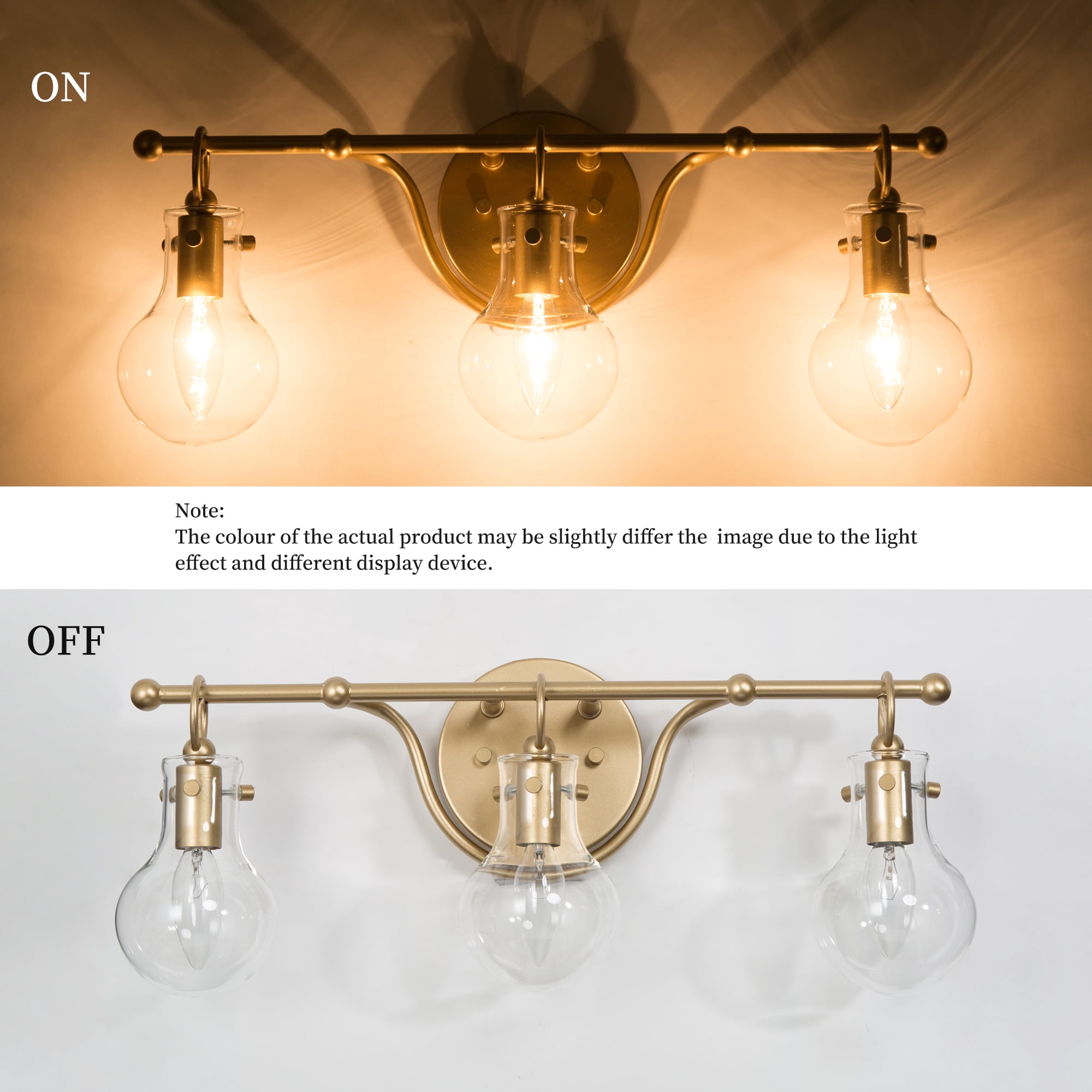 LNC Bathroom Vanity Lighting Fixtures Modern Gold Wall Sconce 3-Lights