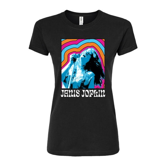 Janis Joplin - Janis Retro Color Waves - Juniors Fitted Graphic T-Shirt