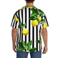 thumbnail image 3 of Uemuo Lemons on Striped Pattern Cotton Linen Short Sleeve Shirts,Casual Lightweight Button Down Shirts,Vacation Beach Summer Tops-Medium, 3 of 7