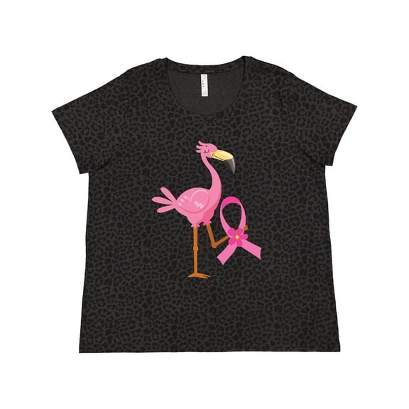 Inktastic Breast Cancer Pink Ribbon Flamingo Women's Plus Size T-Shirt