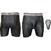 Exxact Sports Compression Sliding Shorts with Foam Padding and Hard Protective Athletic Cup for Baseball, Softball, Football, Lacrosse, Field Hockey, MMA (Adult) (Black, Large)