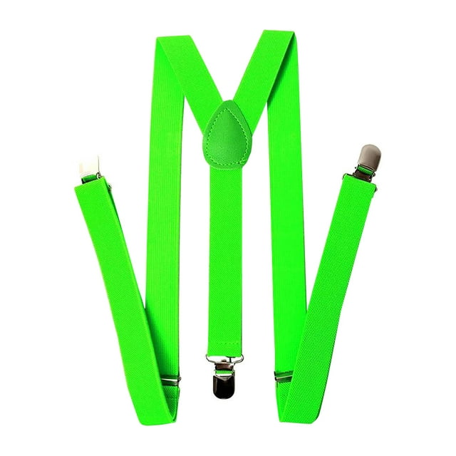 Men's 1 Inch Wide Solid Adjustable Suspenders - Lime