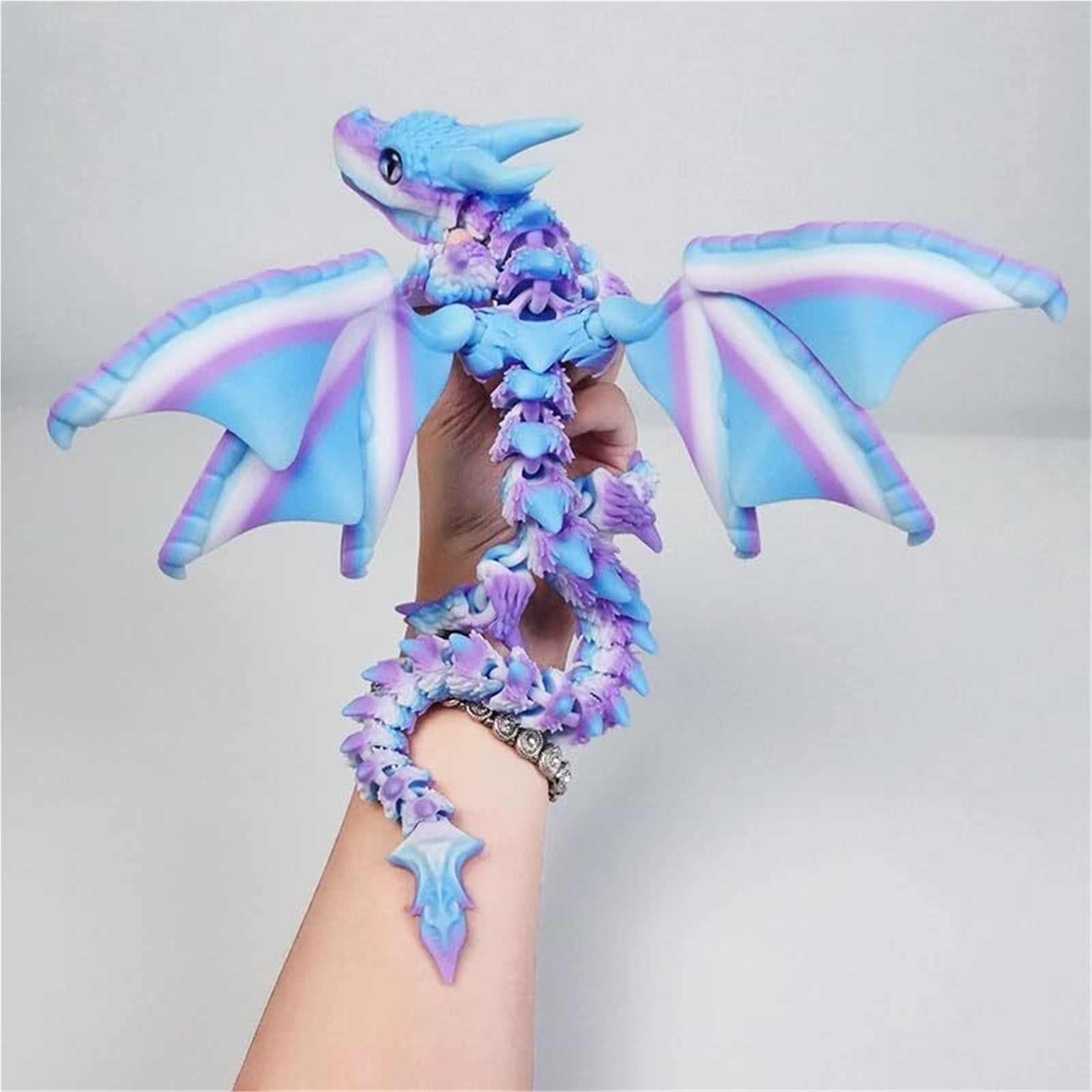 3D Printed Dragon with Wings Colorful Animal Desktop Decoration for Home Office