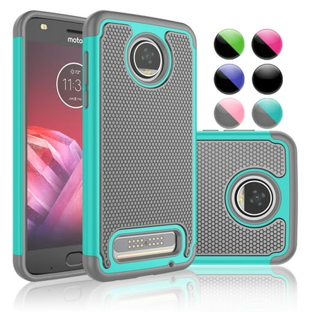 Moto Z2 Play Case,Moto Z2 Play Droid Sturdy Case, Njjex Shock Absorbing [Turquoise] Rugged Rubber Double Layer Plastic Scratch Resistant Hard Case Cover For Motorola Moto Z2 Play Released in