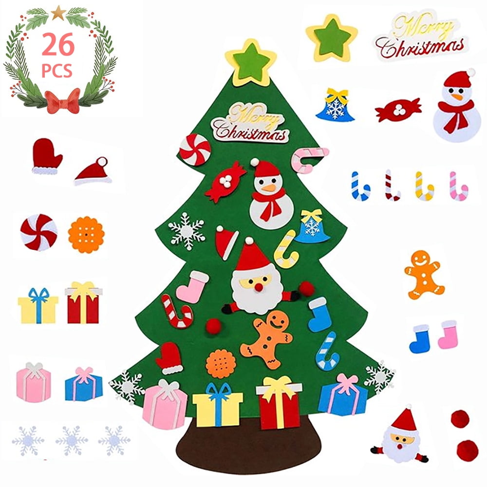 JUNWELL Felt Christmas Tree Set DIY 3.2FT with 26 Ornaments Xmas