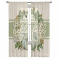 thumbnail image 3 of Sage Green Fall Sheer Curtains 63 Inches Length 2 Panels Set, Window Sheer Curtains for Living Room/Bedroom, Pumpkins Wreath Rustic Thanksgiving Light Filtering Rod Pocket Curtain 52'' x 63'' x 2, 3 of 7