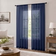 thumbnail image 3 of OVZME Navy Blue Sheer Curtain 2 Panels 96 Inch Length, Rod Pocket Extra Long Voile Window Drapes for High Ceiling Floor to Ceiling, Each 42"Wx96"L, 3 of 9