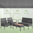 thumbnail image 4 of Costway 4PCS Patio Rattan Furniture Set Cushioned Chair Wooden Tabletop Gray, 4 of 9