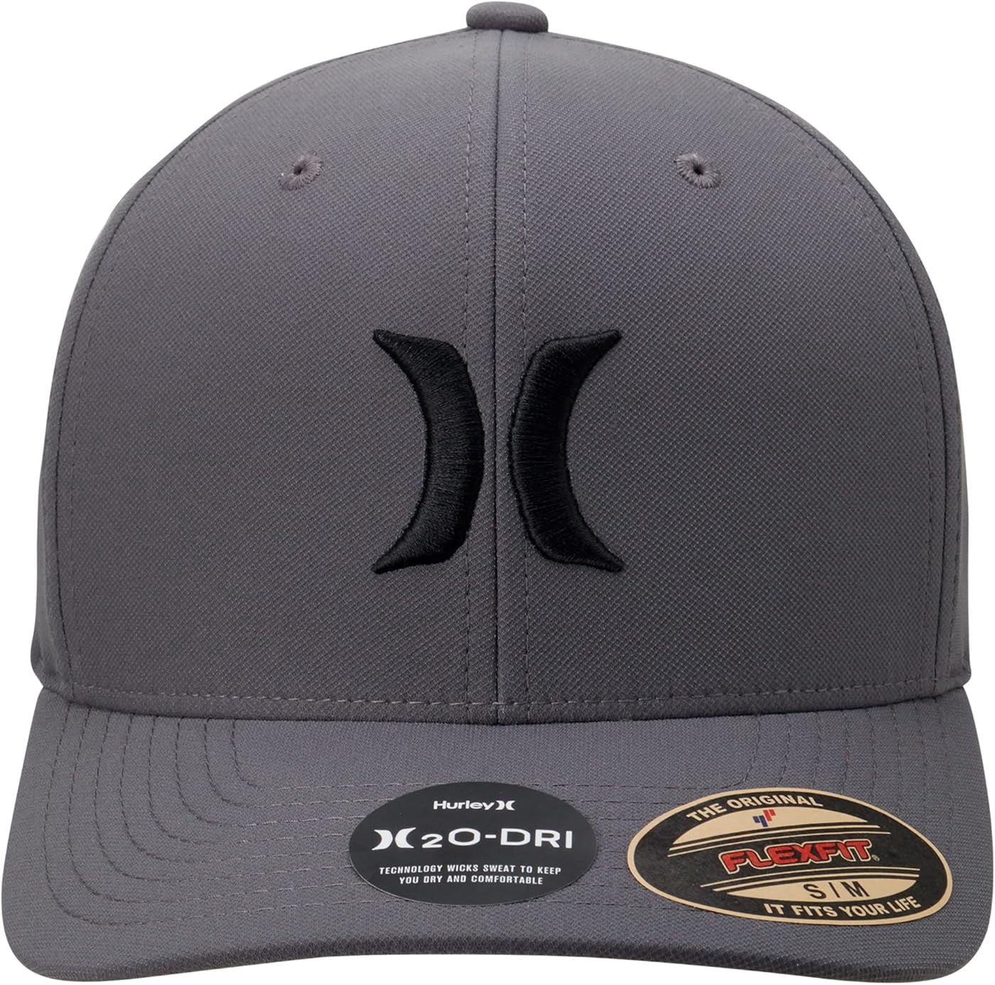 Hurley Men's H2O-DRI One and Only Flex Fit Hat in Dark Grey Size L/XL (L/XL, Dark Grey)