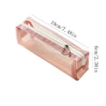 thumbnail image 3 of 1Pc Nylon Mesh Zipper Bags, 7.5" Transparent Makeup Brush Pouch, Portable Cosmetic Bags, Rectangle Pencil Case Organizer for Travel, Lipstick, Earphone, Keys - Pink, 3 of 7