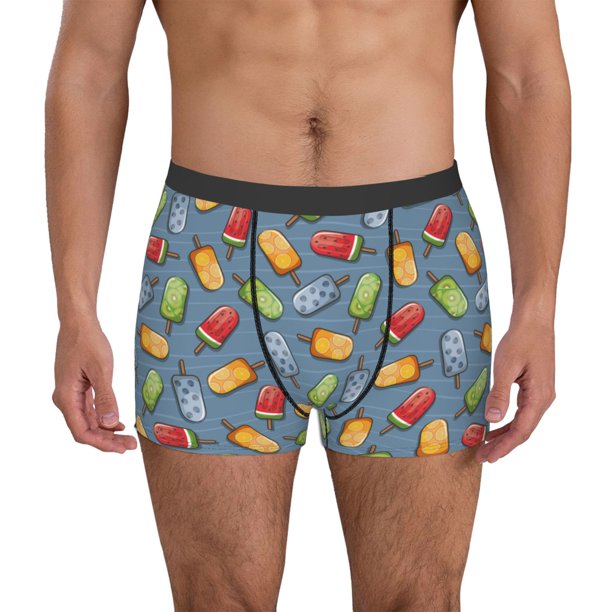 Balery Fruit Ice Cream Calzoncillos bóxer para hombre, ropa interior de algodón suave y transpirable con cinturilla de nailon-Medium