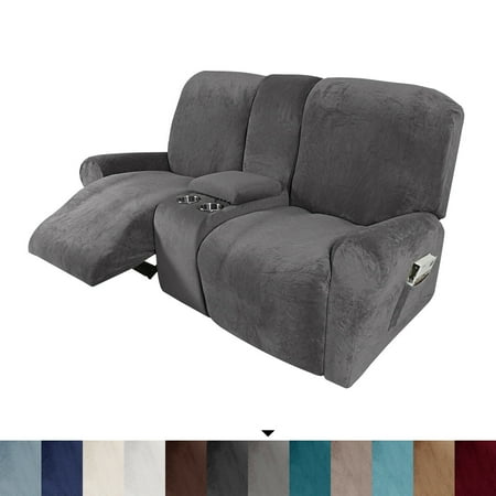TOPCHANCES Loveseat Recliner Cover, Couch Slipcover for Double Recliner, 2-Seat Sofa Cover with Center Console Cover, Furniture Protector for Kids Dogs Pets ( Grey )