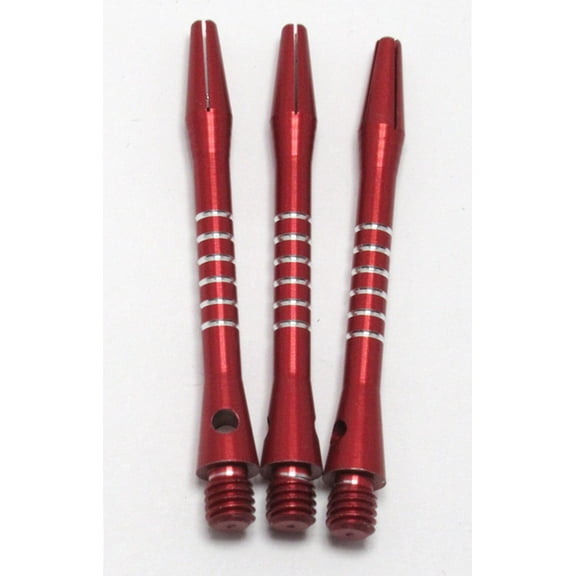 3 Sets (9 Shafts) Red Striped (Jailbird) Aluminum Dart Shafts   O'rings - Medium Length - 2 inch - 6 rings