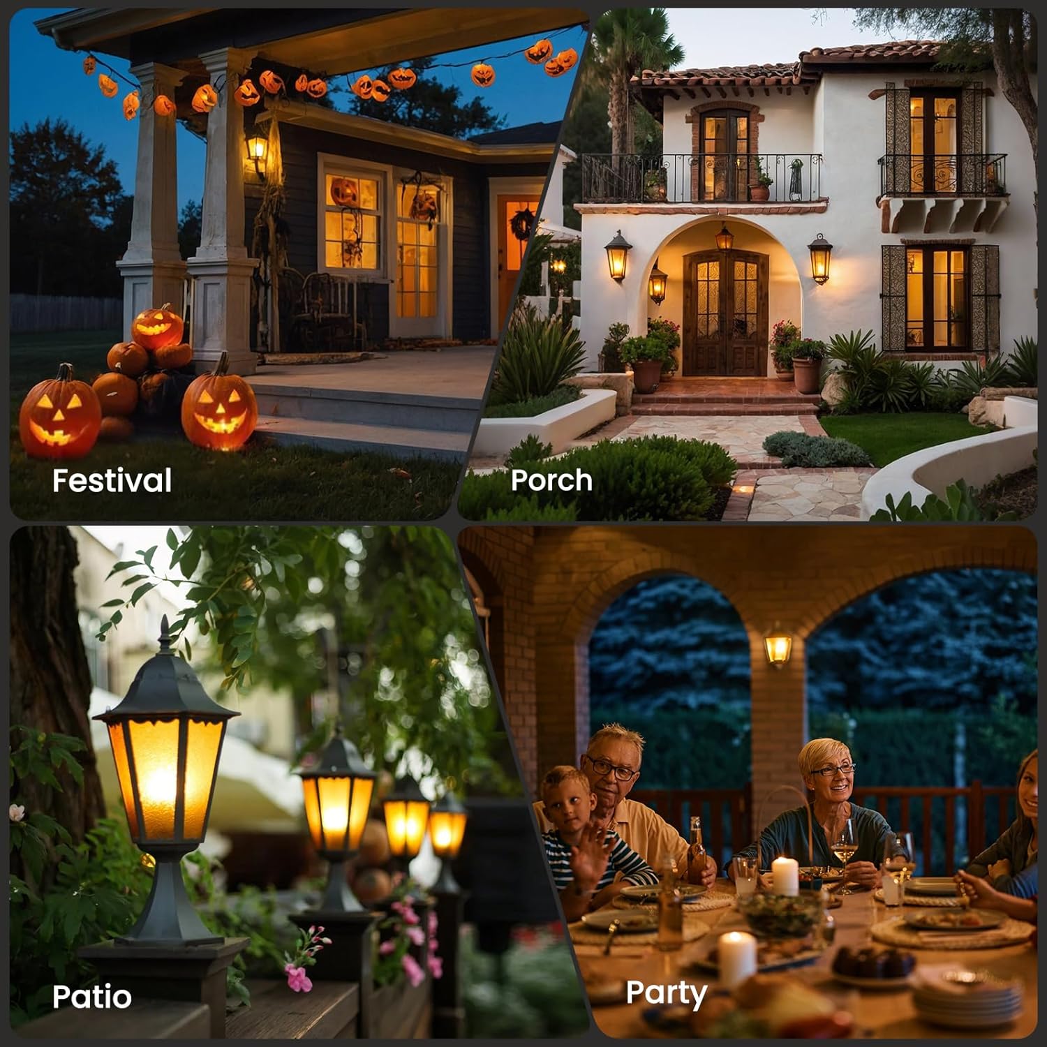 Upgraded Dusk to Dawn LED Flame Light Bulbs Outdoor, 4 Modes Flickering Light Bulbs with Upside Down Effect, E26 Fire Bulb for Halloween Christmas Party Patio Porch Home Indoor Decorations, 2