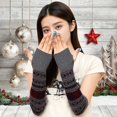 thumbnail image 6 of Luo Fashion under $3 Women’s Snowflake Fingerless Knit Gloves Half-Finger Warm Christmas Mittens, 6 of 7