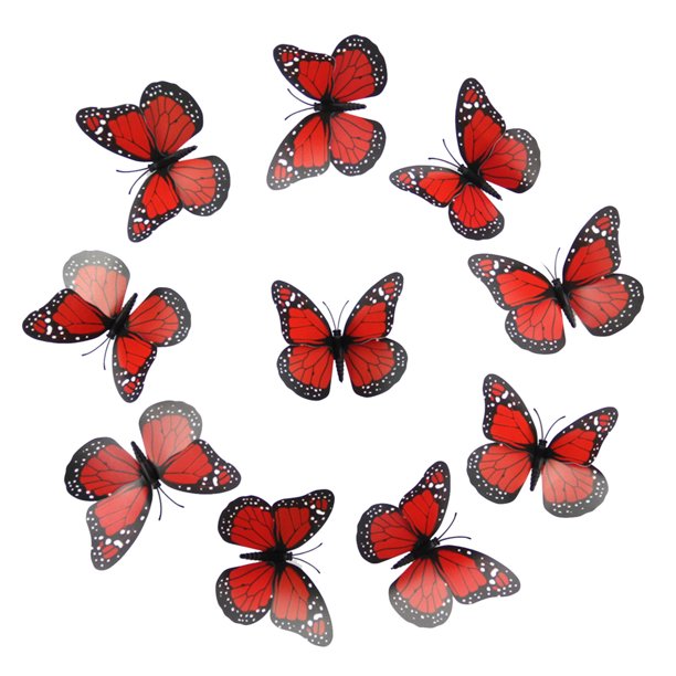 10 Adhesivos De Pared 3D Decoraciones Artísticas Decoraciones Pared 3D 10 Adhesivos De Pared Mariposas Naranjas Realistas Para Primavera, Verano Y Otoño Decoraciones Artesanales Para El Hogar, La M