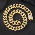 thumbnail image 1 of Cadena cubana de 12 mm, ligera, de lujo, de aleación a juego, con diamantes de imitación, collar cubano para hombres y mujeres, 1 of 6
